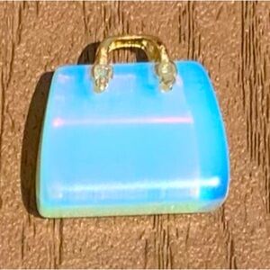 🆕OPAL GENUINE NATURAL STONE QUARTZ CRYSTAL CARVED PURSE HAND BAG TOTE CHARM #2